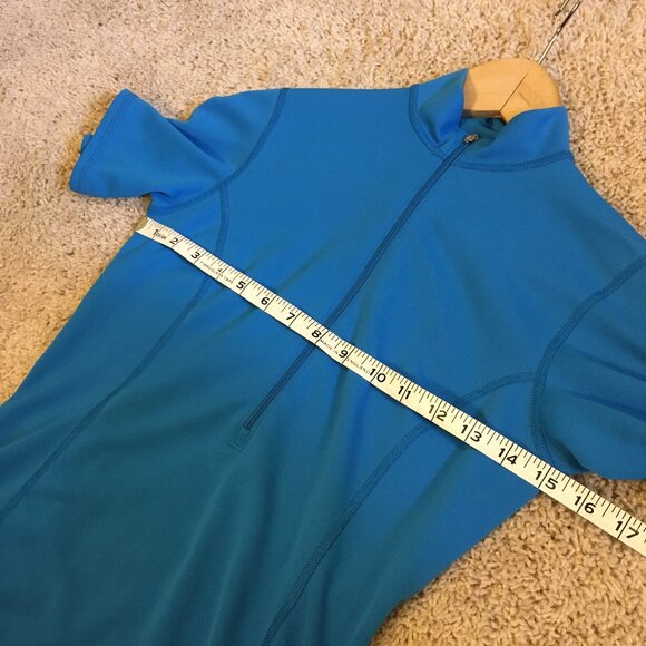 MEC Bright Blue Bubble Short Sleeve Zip Collar Mock Neck Sports Top - Picture 12 of 16